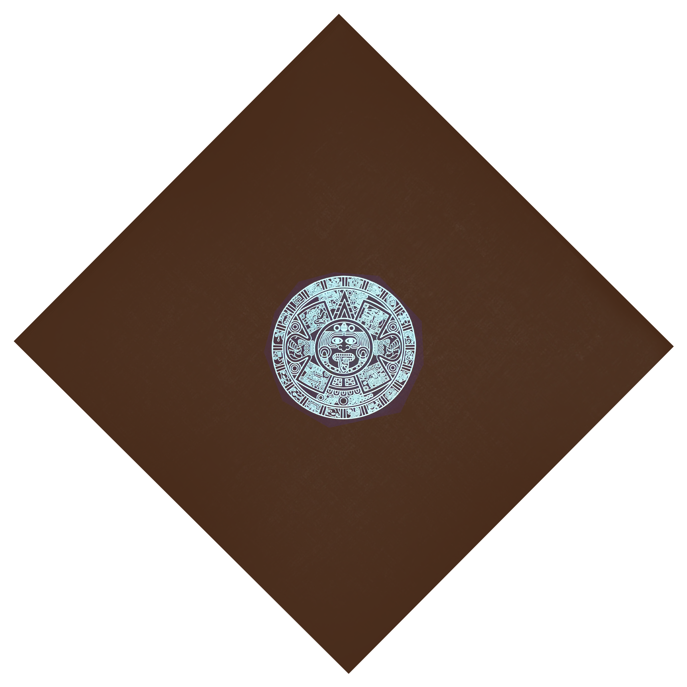 Bandana - Aztec Calendar - Brown 22" X 22"