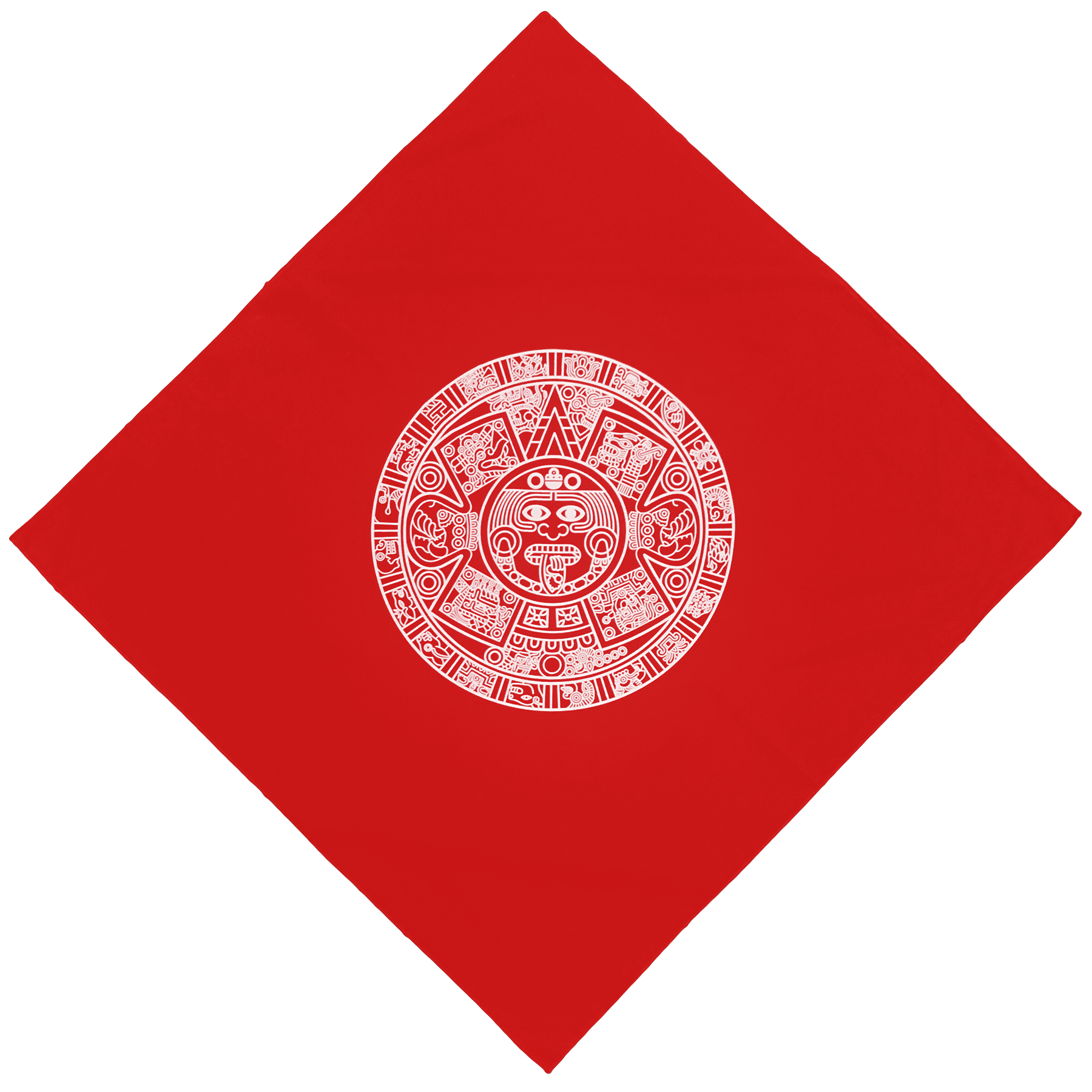 Bandana - Aztec Calendar - Red - 27” x 27”