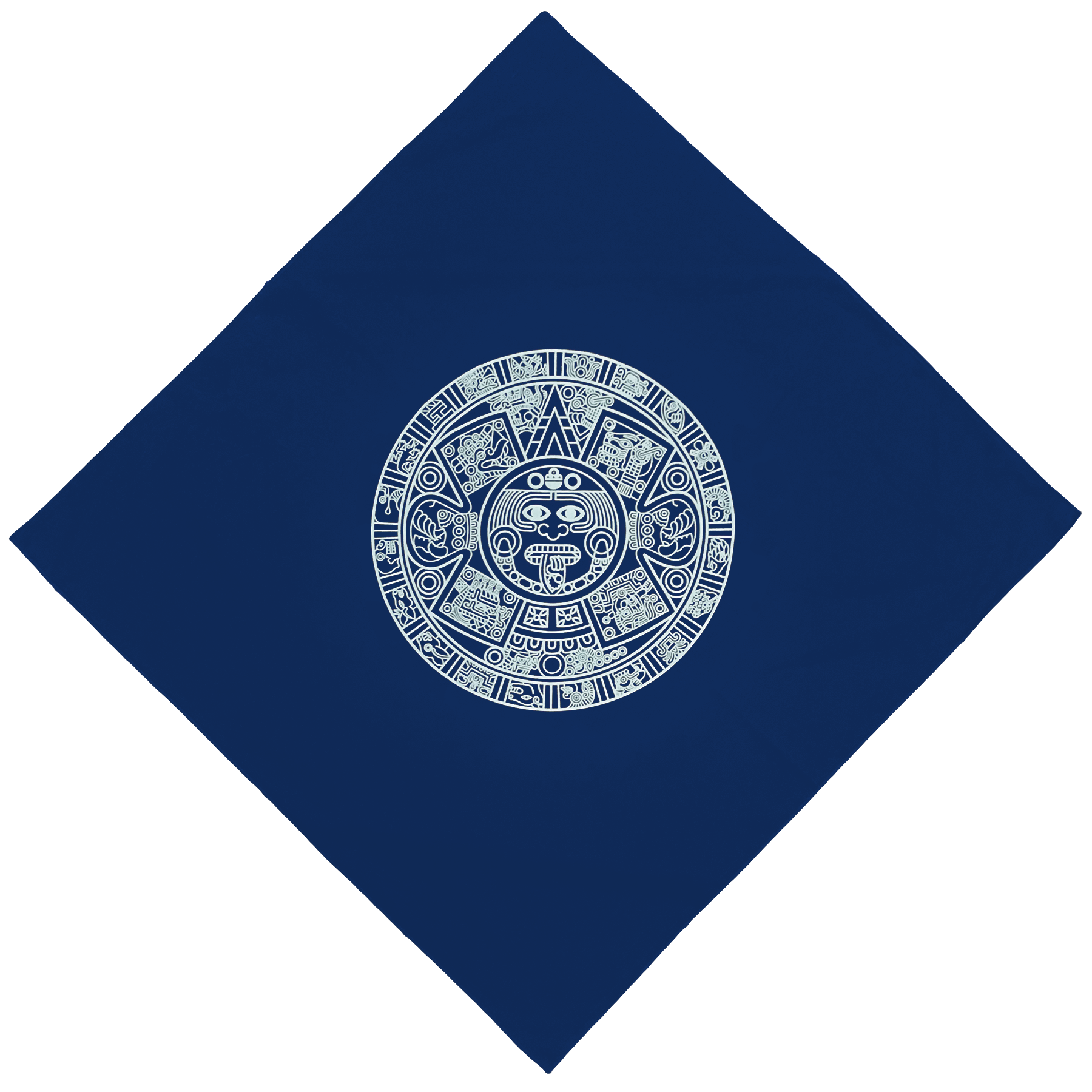 Bandana - Aztec Calendar - blue 27” x 27”