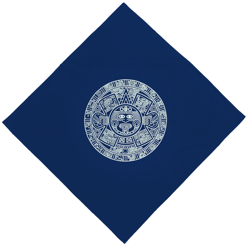 Bandana - Aztec Calendar - blue 27” x 27”
