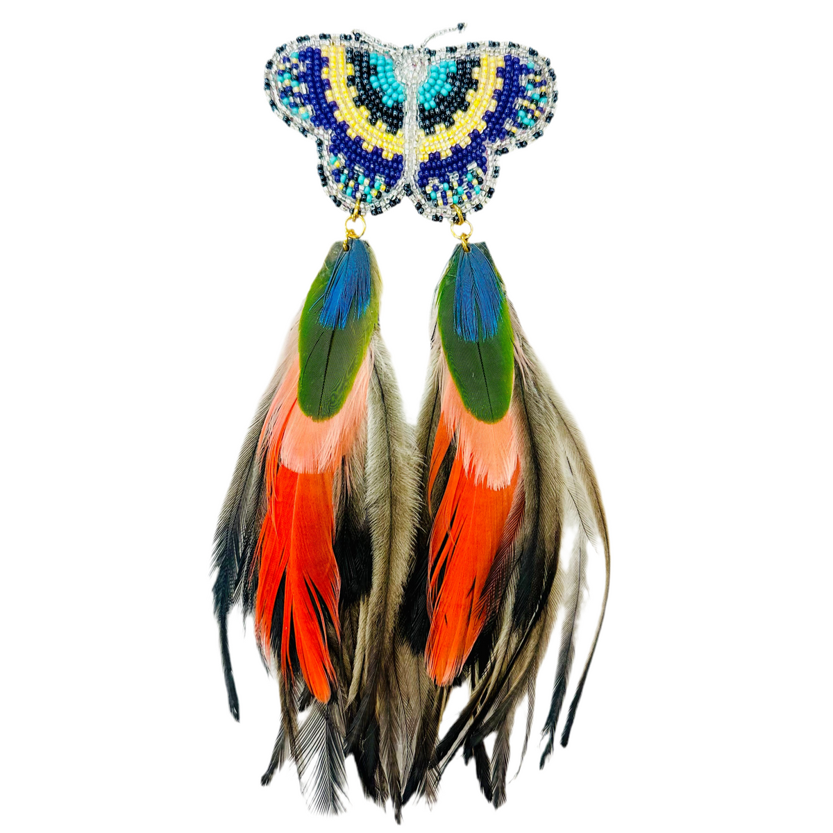 Hair Pendant - Butterfly Beaded and Feather Hair clip 2