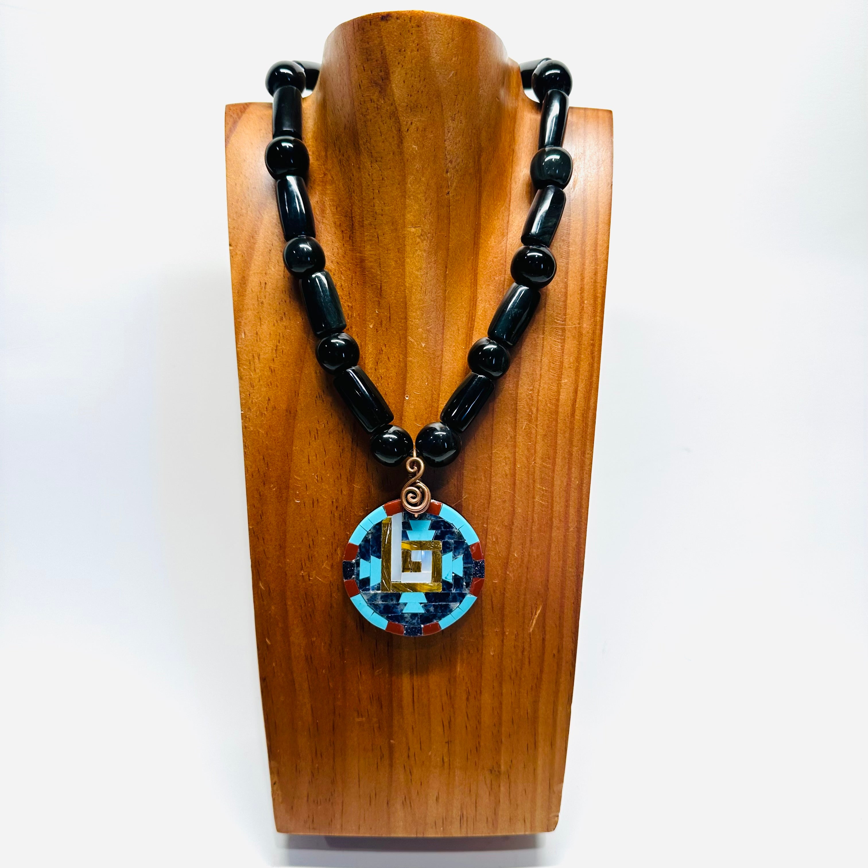 Necklace - Obsidian mosaic shield 5
