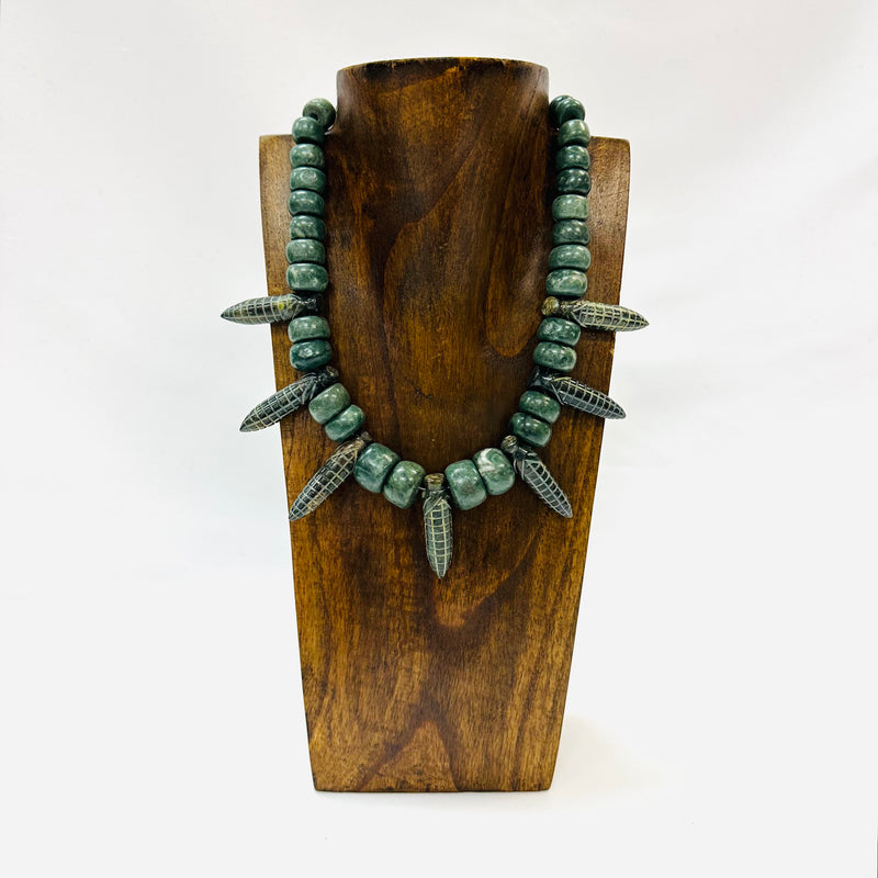 Necklace - Guatamala Jade with Jade corn (maiz) pendent