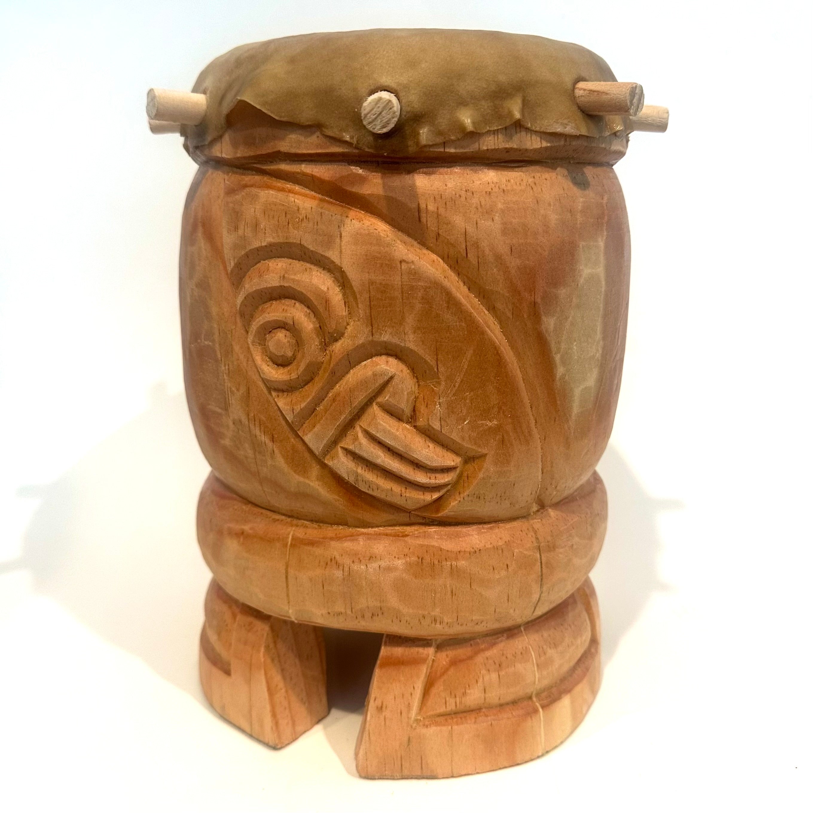 Drum (Huehuetl) - 10” tall Tochtli Tecpatl