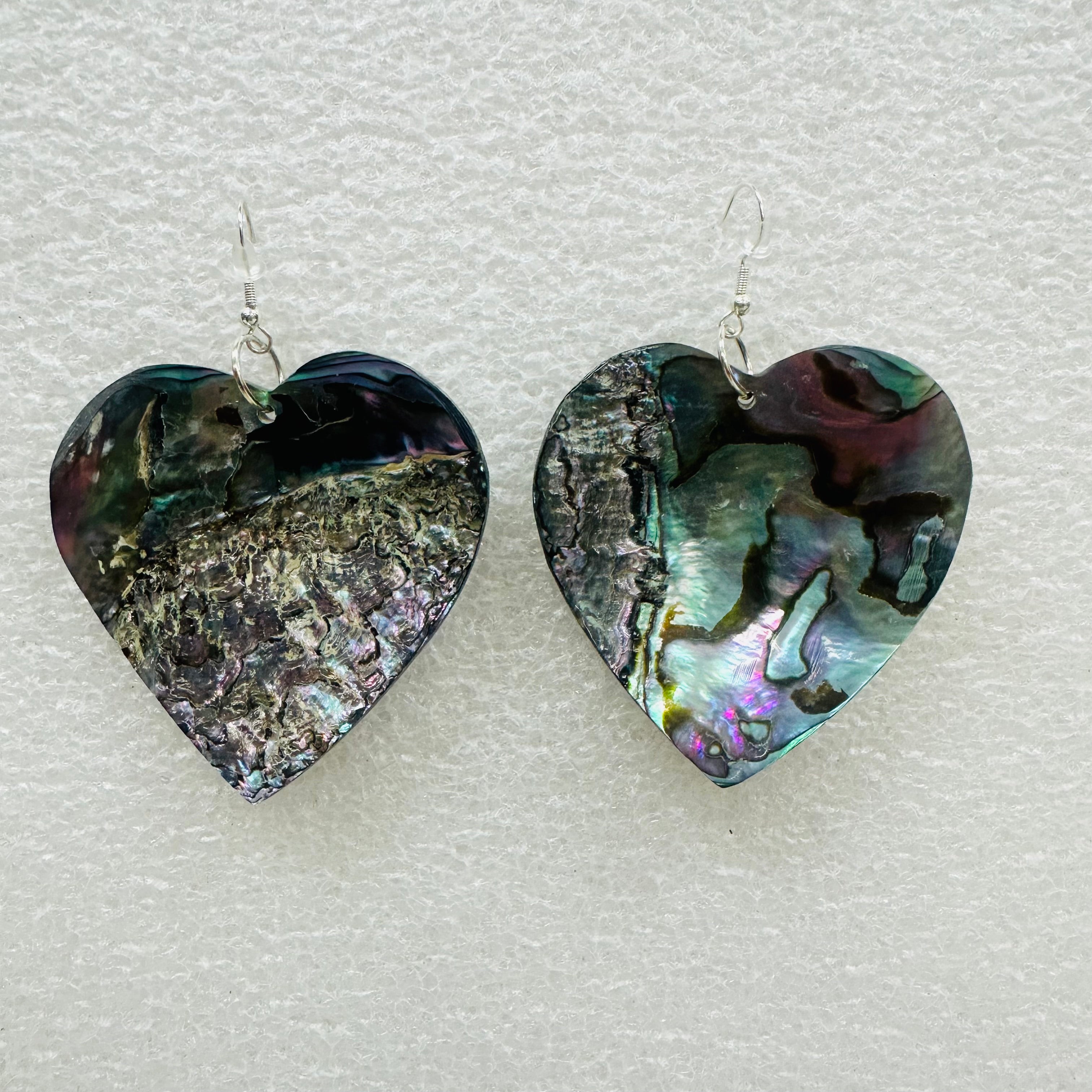 Shell Earrings - Abalone - 4 cm - Hearts