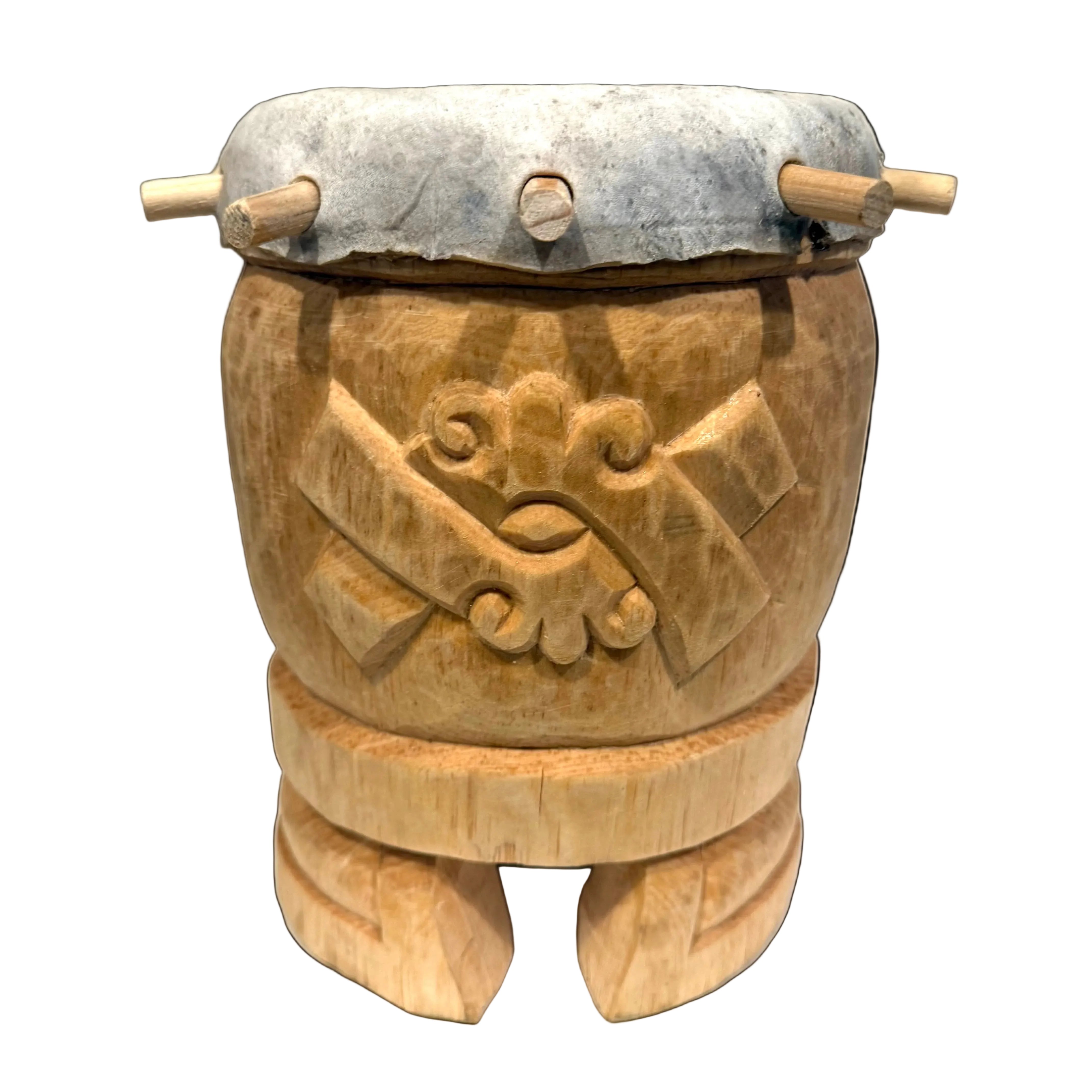 Drum (Huehuetl) - 10” tall Ollin Quiahuitl (movement and rain)