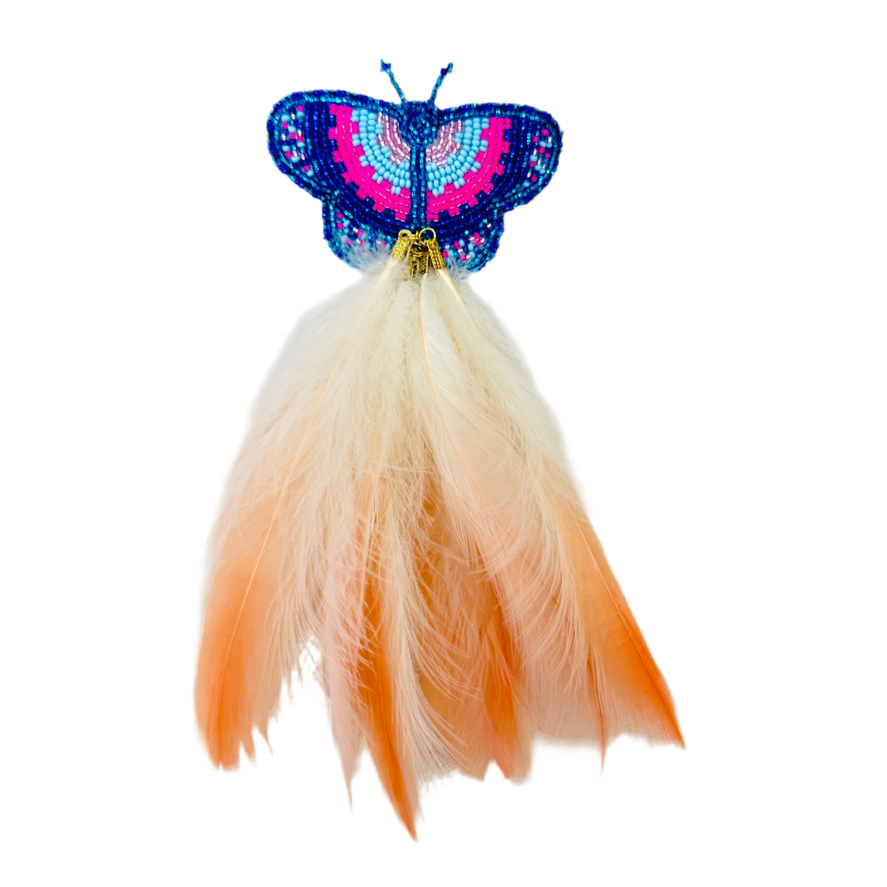 Hair Pendant - Butterfly Beaded and Feather Hair clip 7
