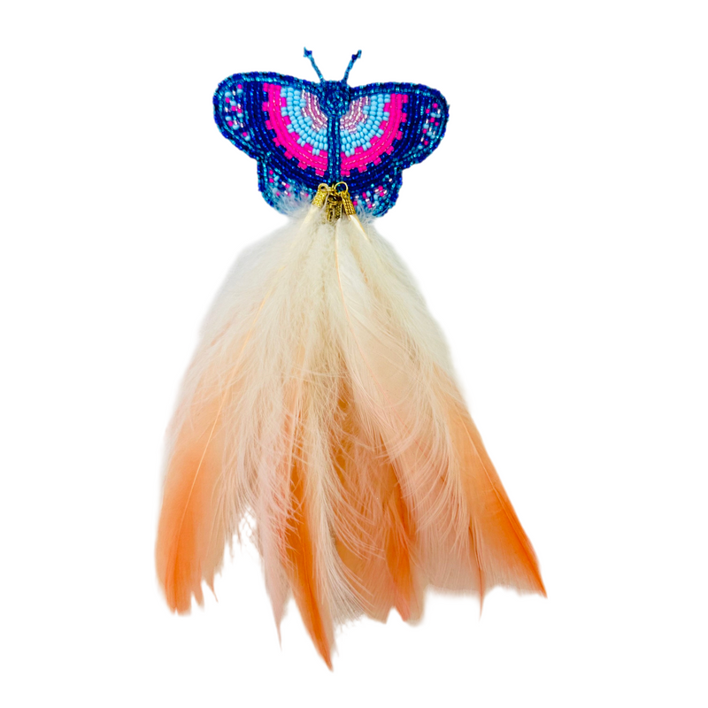 Hair Pendant - Butterfly Beaded and Feather Hair clip 7