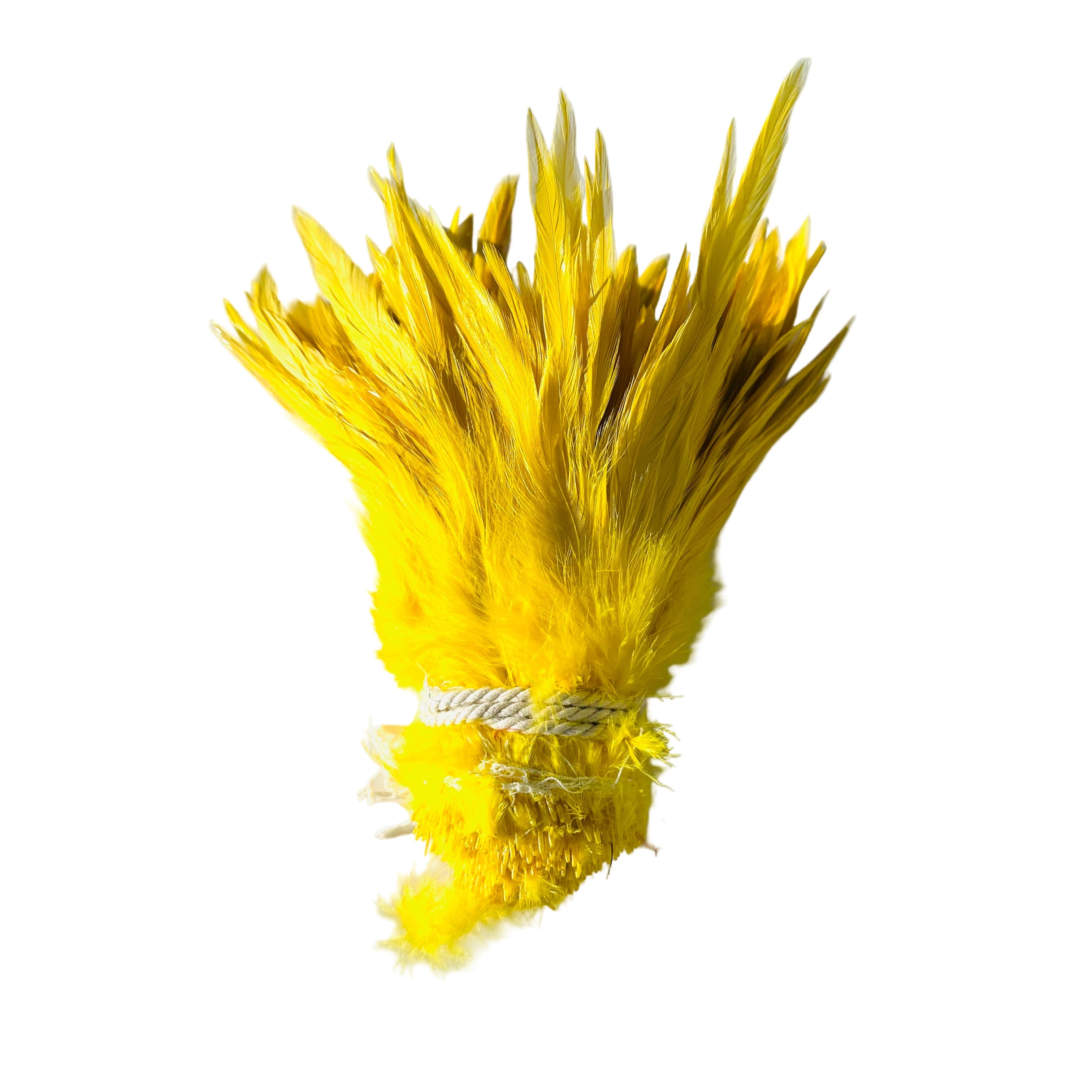 Feathers, Yellow Strung Rooster hackle feathers, 6-8", 1 yard
