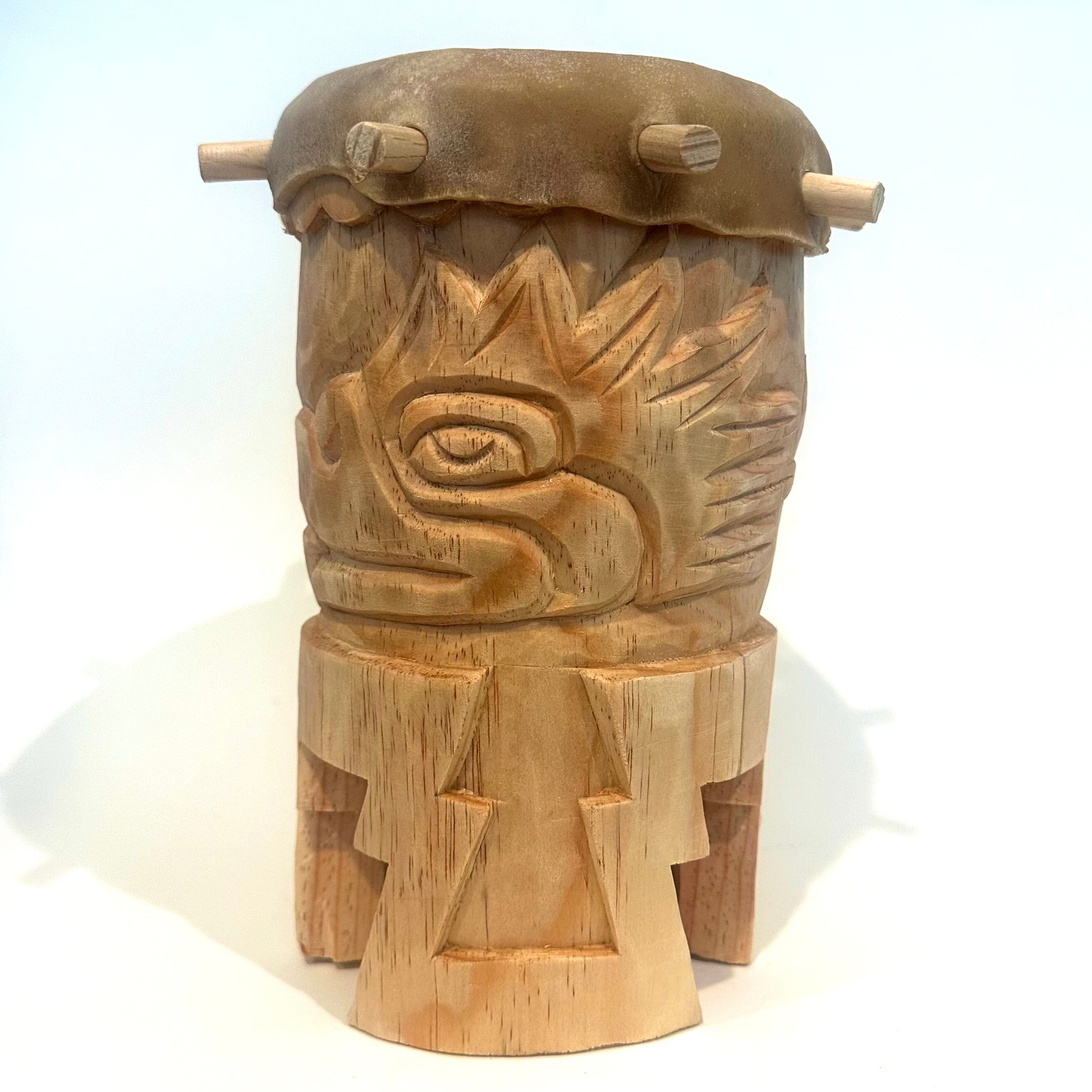 Drum (Huehuetl) - 10” tall Cuauhtli Eagle
