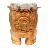 Drum (Huehuetl) - 10” tall Miquiztli Ozomatli (skull and monkey)