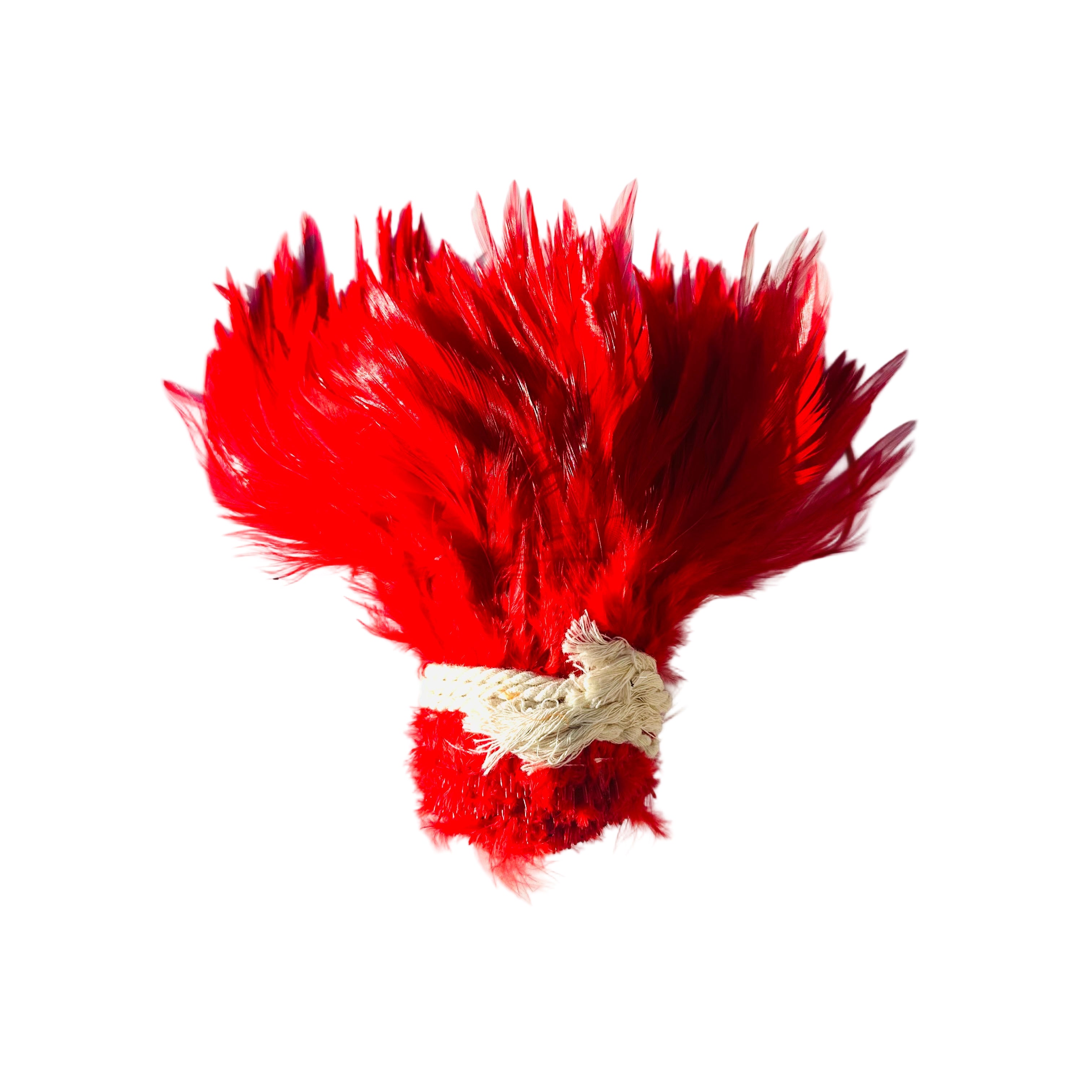 Feathers, Red Strung Rooster hackle feathers, 6-8", 1 yard
