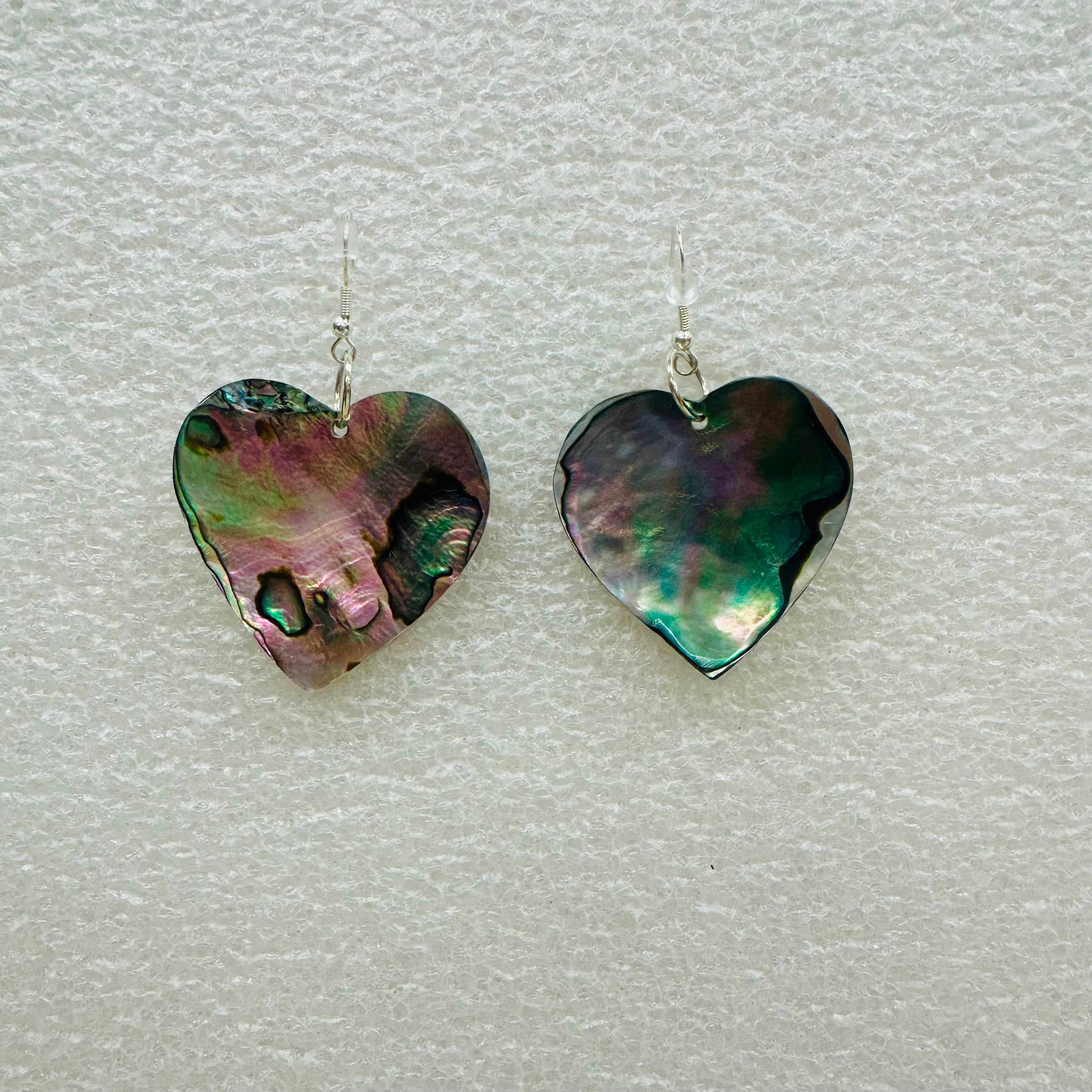 Shell Earrings - Abalone - 5 cm - Heart