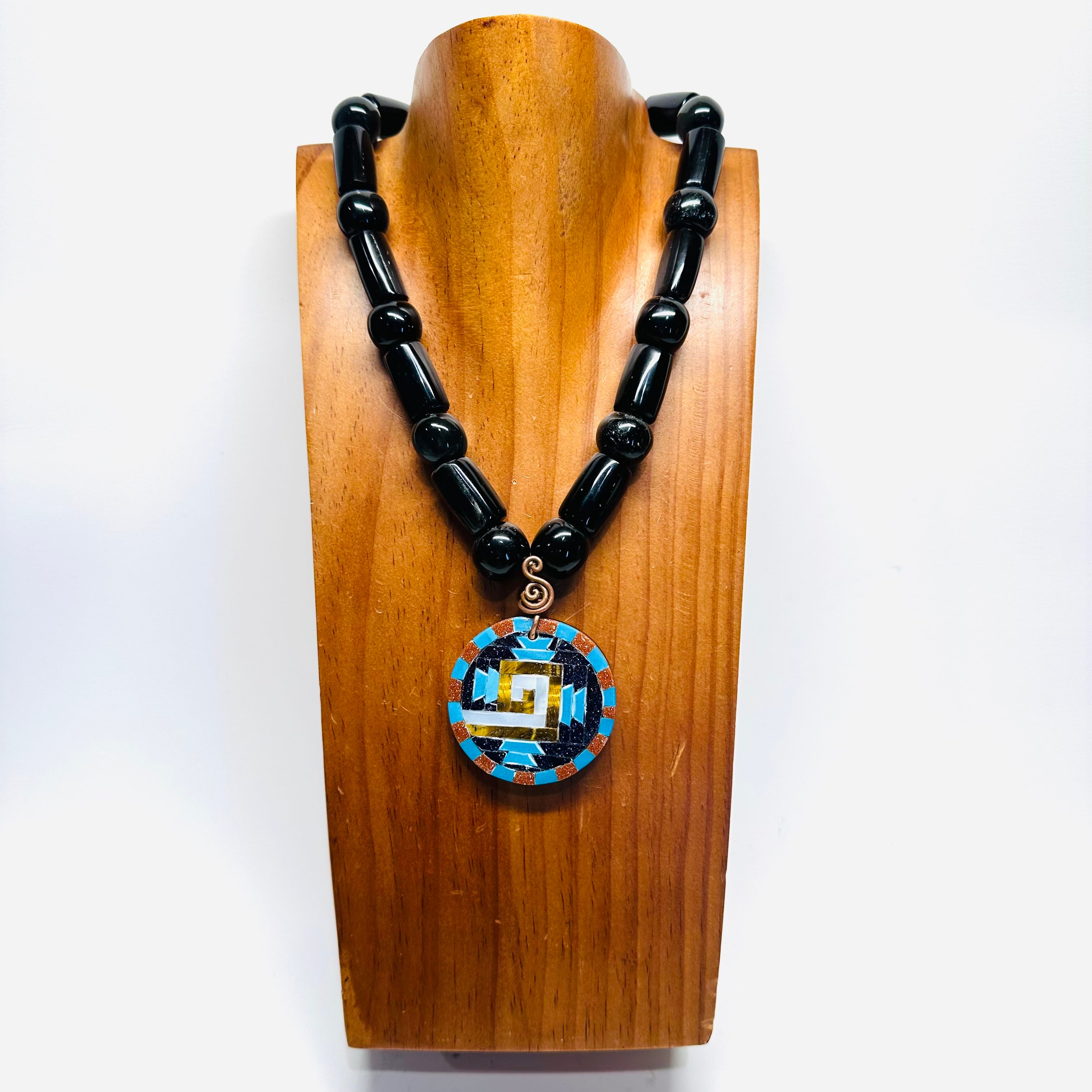 Necklace - Obsidian mosaic shield 6