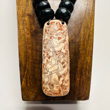 Necklace - Guatamala Jade with Hand Carved Bone Popol Vuh 1