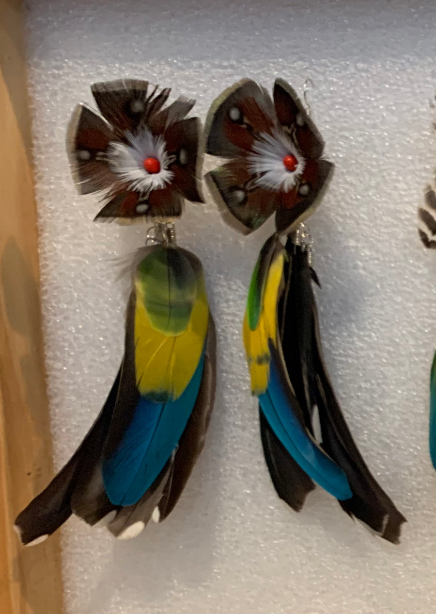 Feather Earrings Flowers 1
