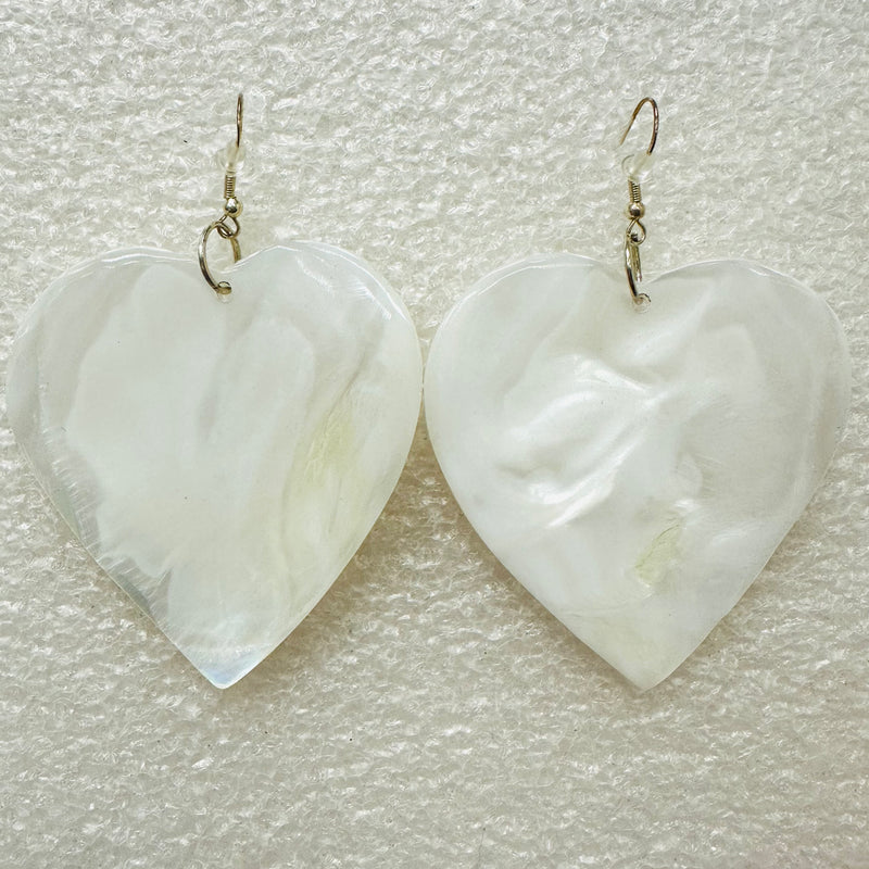 Shell Earrings - Mother of Pearl  - 6 cm - Heart