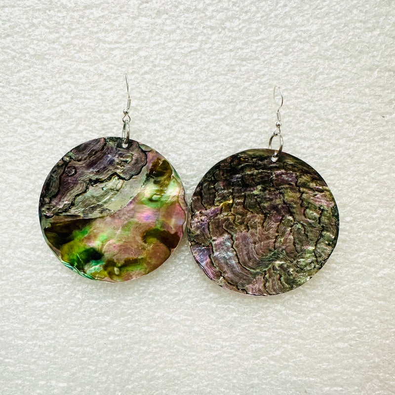 Shell Earrings - Abalone - 6cm - Circle