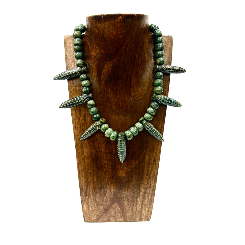 Necklace - Guatamala Jade with Jade corn (maiz) pendent