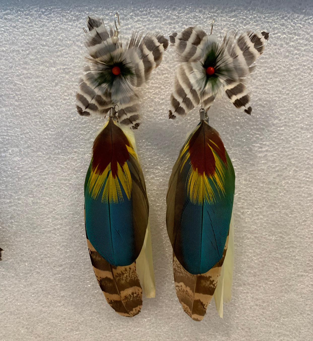 Feather Earrings Flowers 2