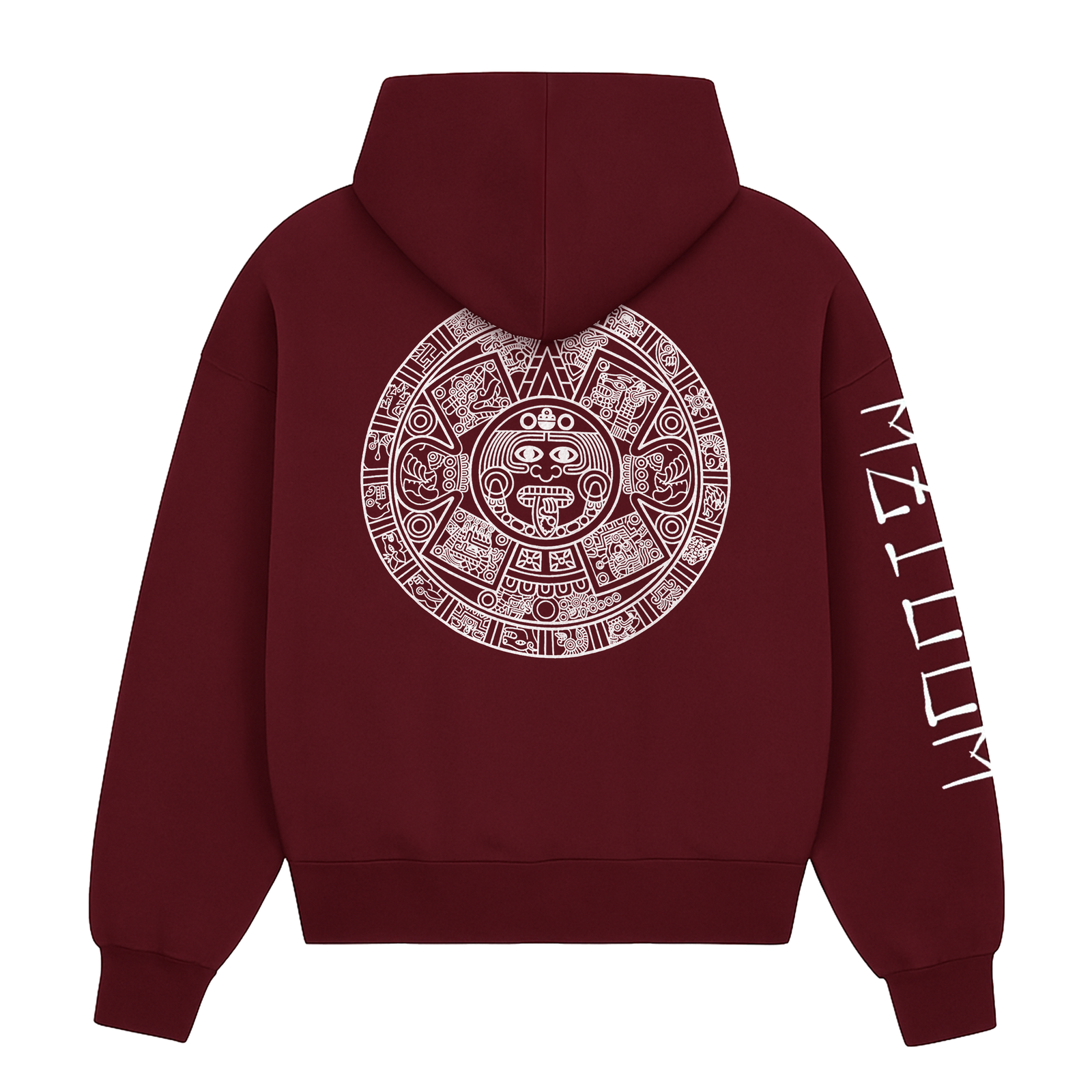 Hoodie - Aztec Calendar - Maroon – Tochtli Cultural Wear