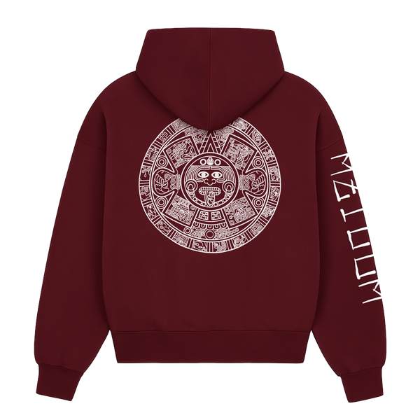 Hoodie - Aztec Calendar - Maroon