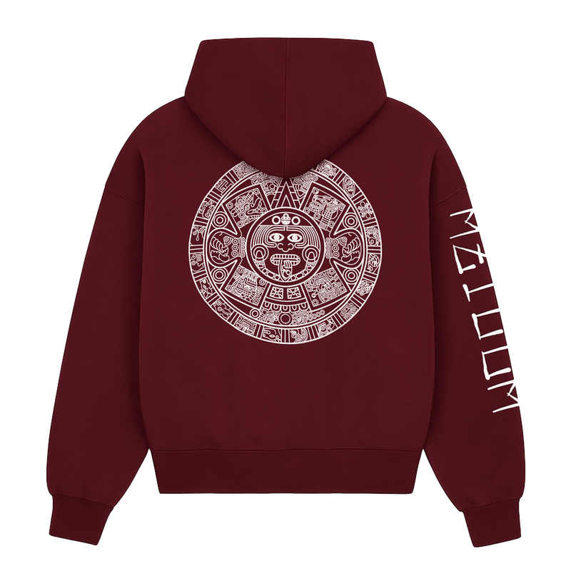 Hoodie - Aztec Calendar - Maroon