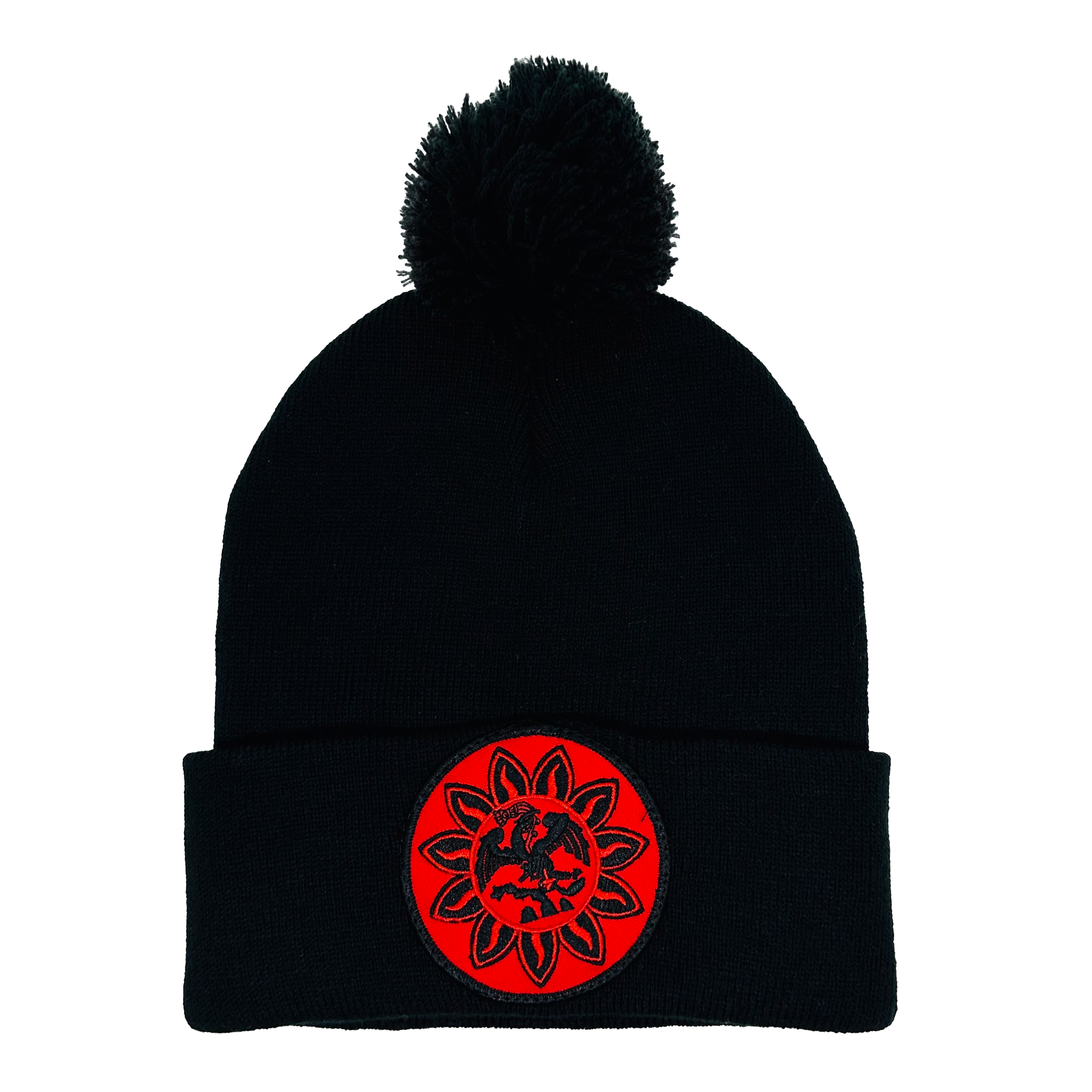 Beanie - Mexica Flag patched, Pom Pom