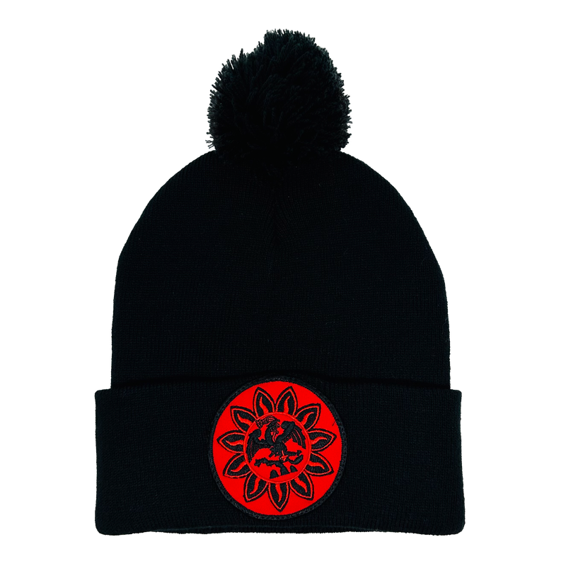 Beanie - Mexica Flag patched, Pom Pom