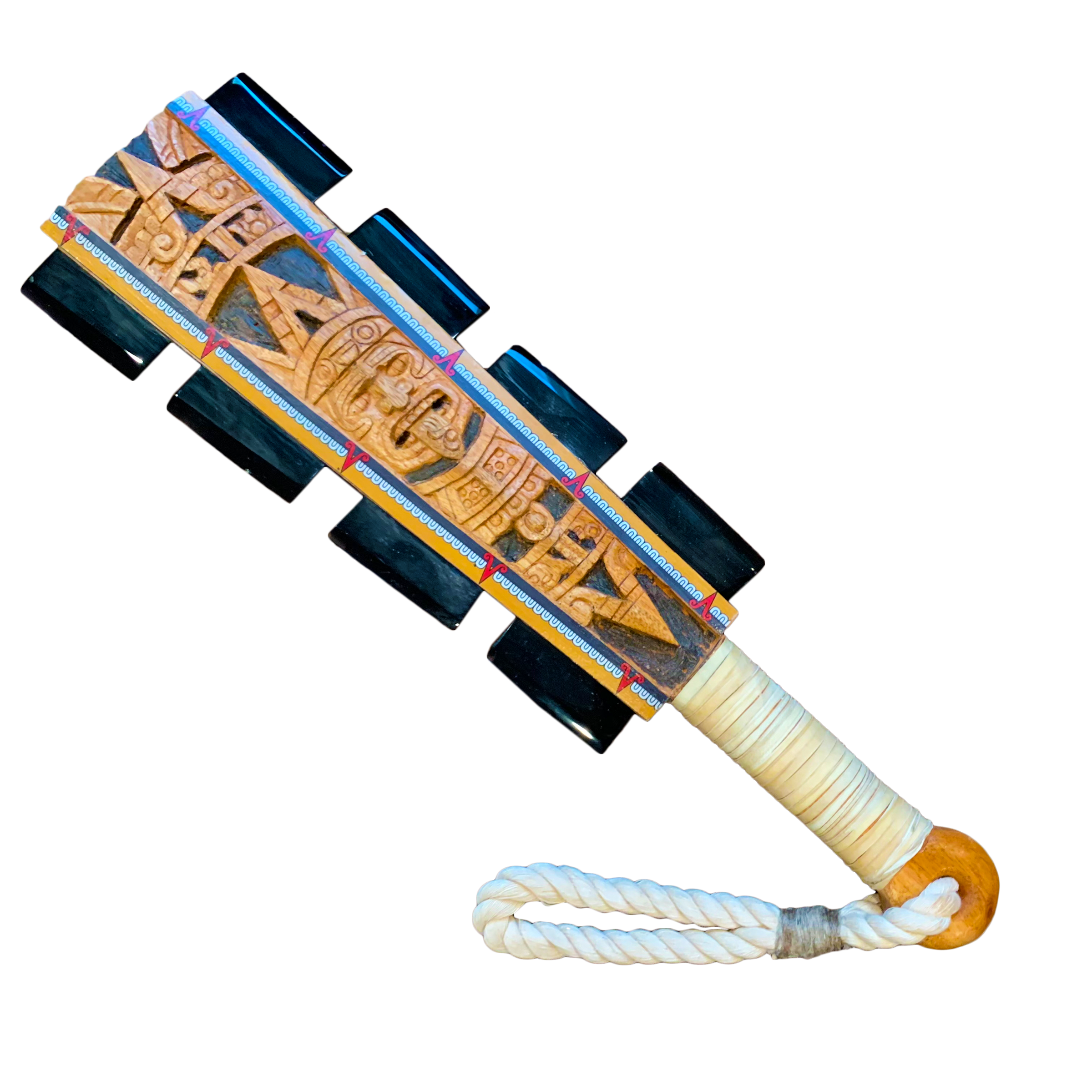 Macuahuitl (Aztec Club) - Aztec Calendar w/ Margin - 17"