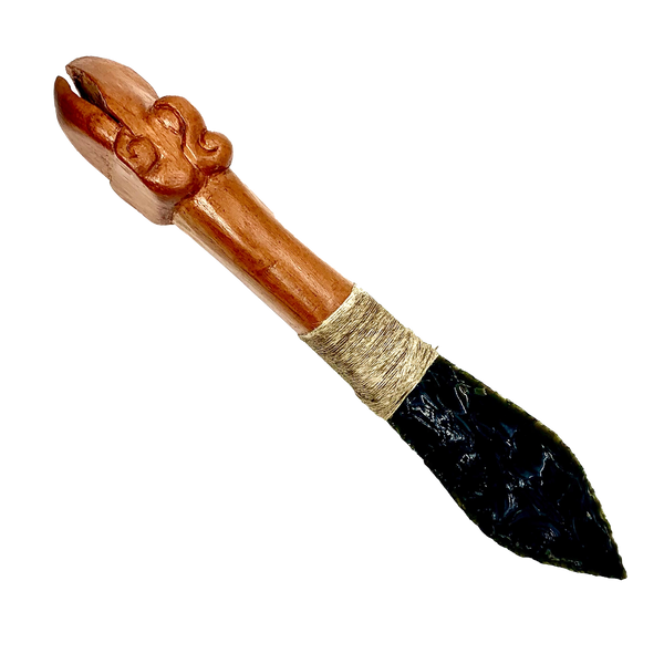 Tecpatl - Obsidian blade w wood Eagle handle