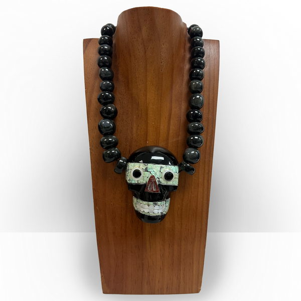 Necklace - Rainbow Obsidian Tezcatlipoca Mask