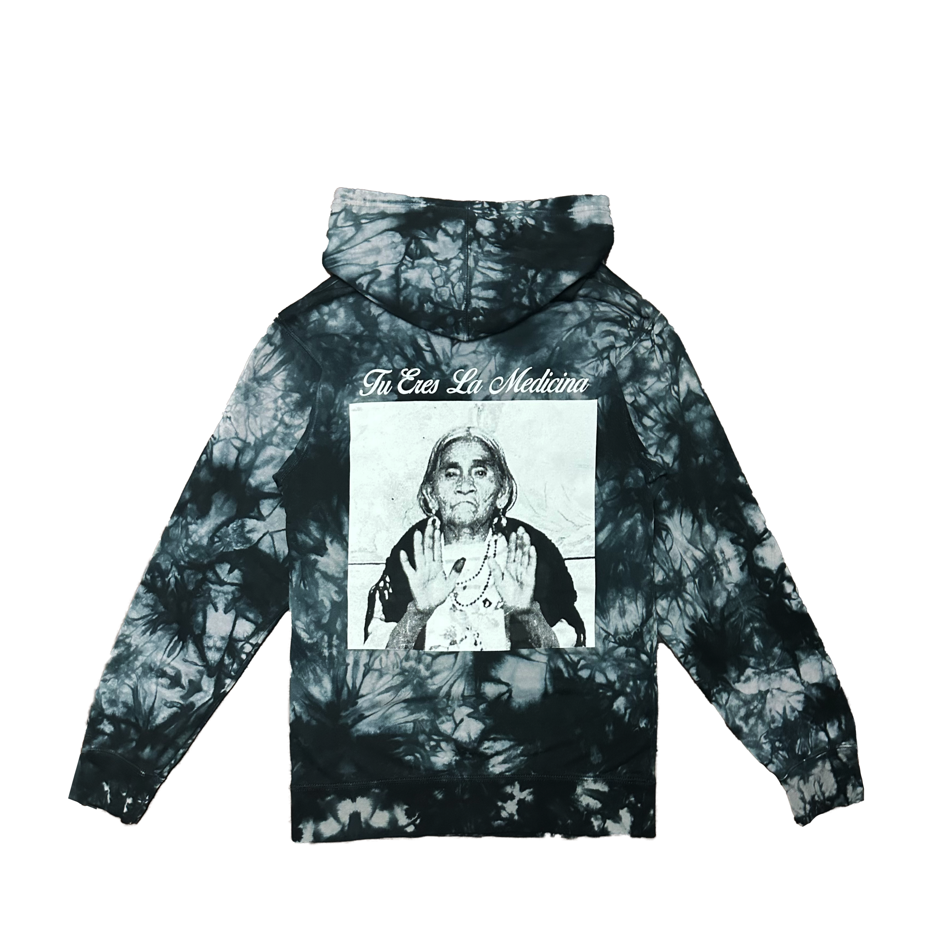 Hoodie - Tu Eres La Medicina - Black Tie Dye