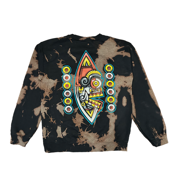 Crewneck - Mexica New Year 12 Tecpatl - Brown Tye Dye