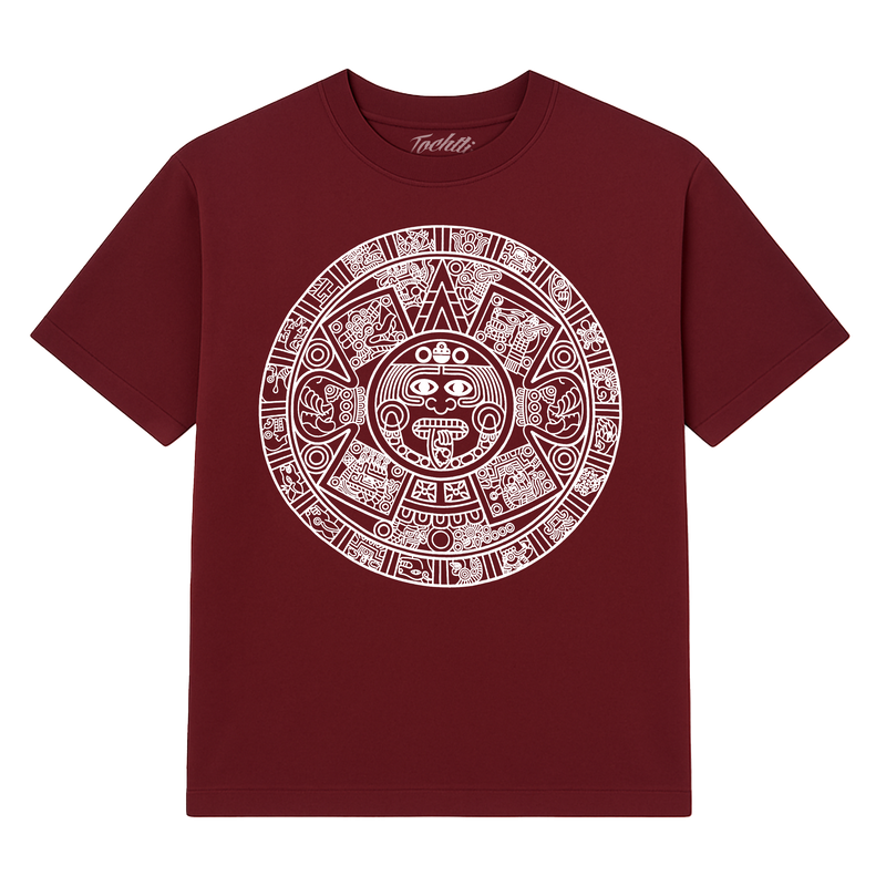 Top - Aztec Calendar - Maroon