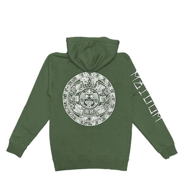 Hoodie - Aztec Calendar - Army Green