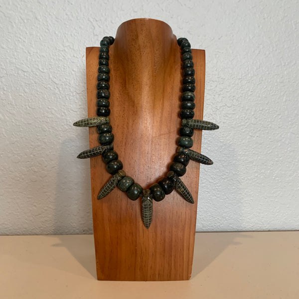 Necklace - Guatamala Jade with Jade corn (maiz) pendent