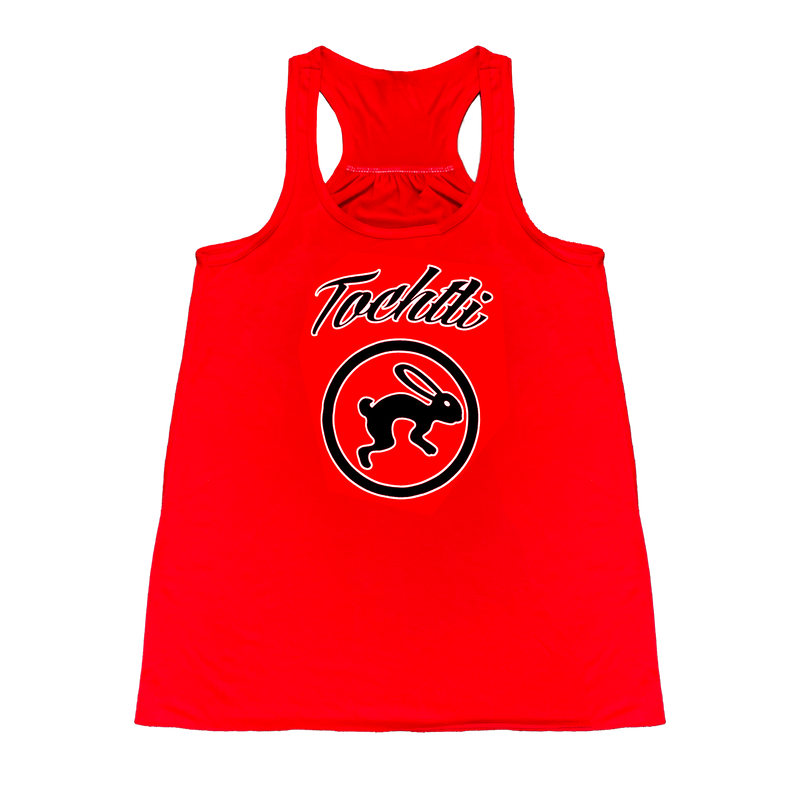 Ladies Tank Top - Flowy Razor Back - Tochtli Logo Red