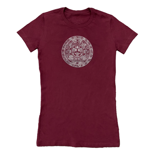 Ladies Top - Aztec Calendar - Maroon