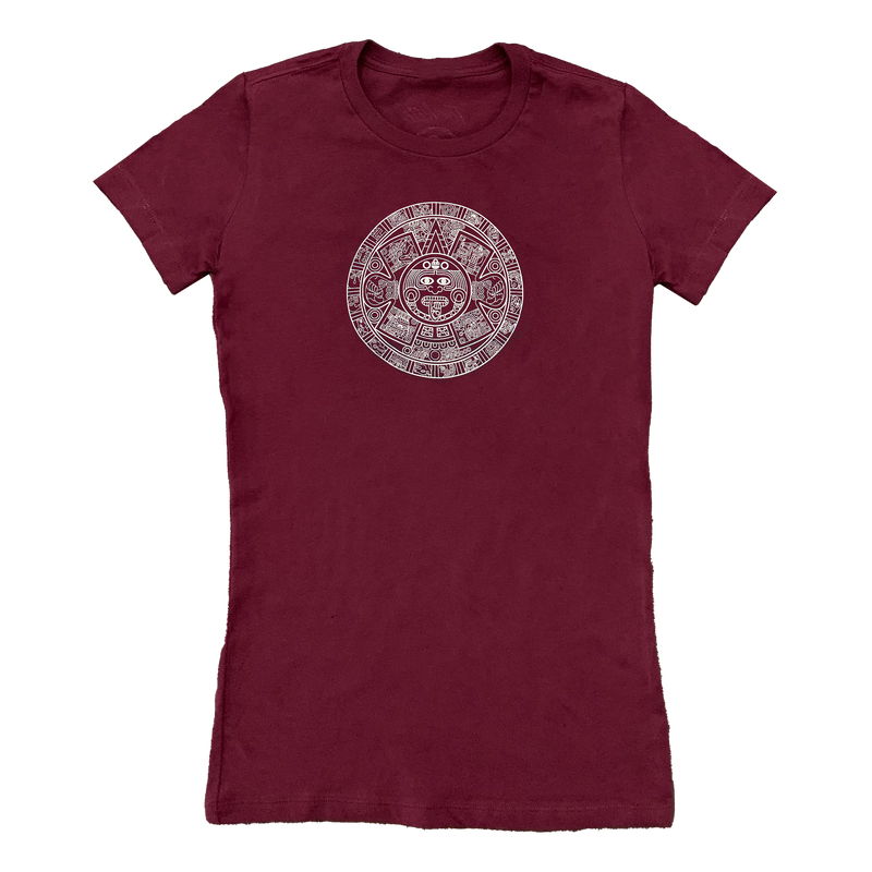 Ladies Top - Aztec Calendar - Maroon