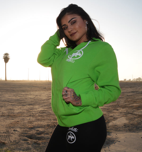 Zip-Up Hoodie - Mictlancihuatl - Lime Green