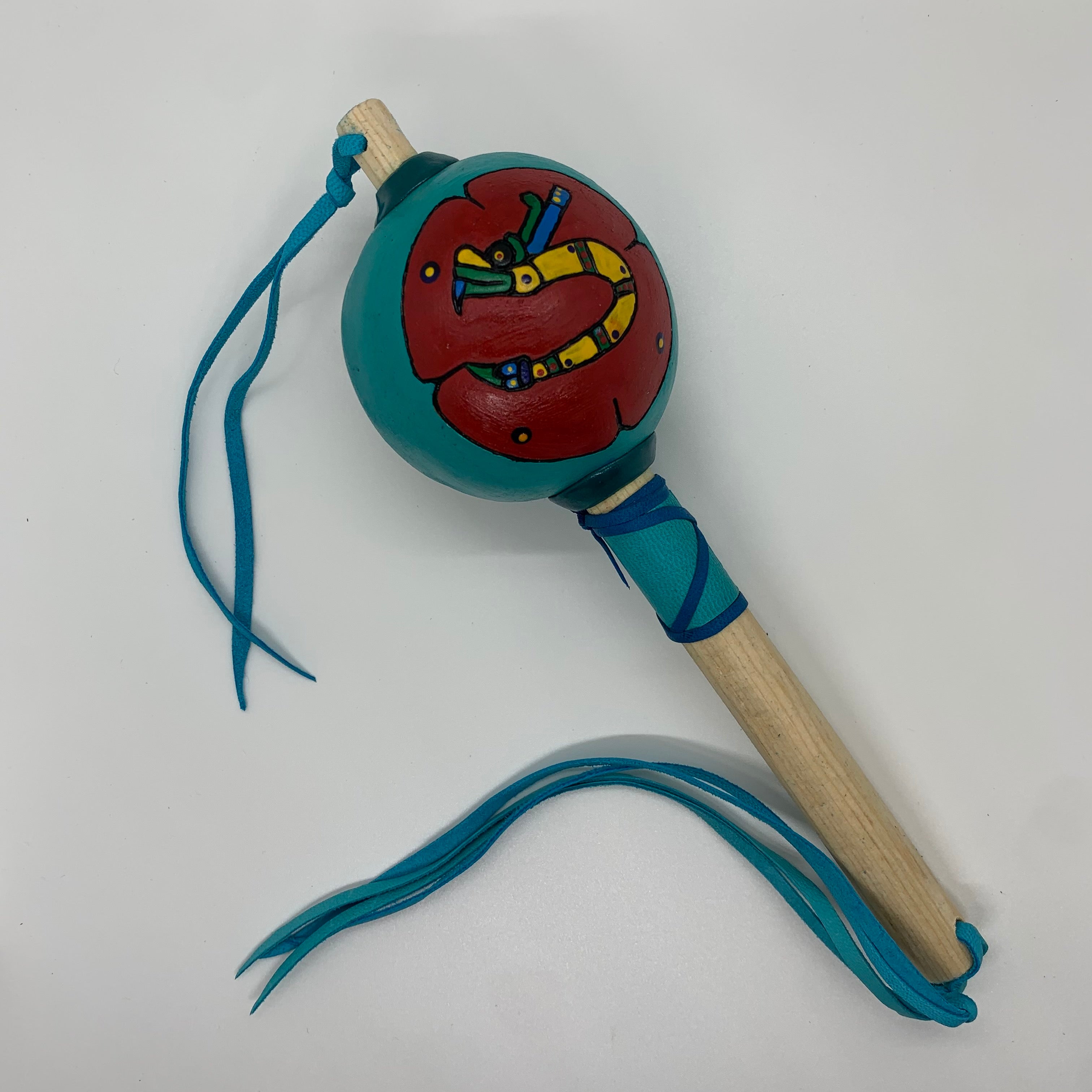 Aztec Dance Rattle painted 21 – Tochtli Cultural Wear