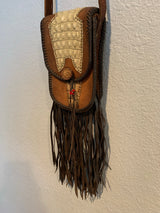 Hand made leather alligator skin bag