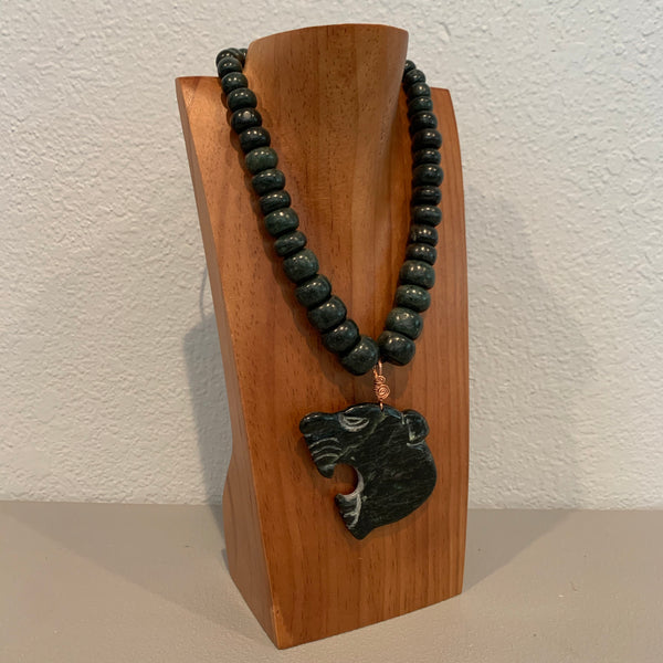 Necklace - Guatamala Jade w Jaguar pendent