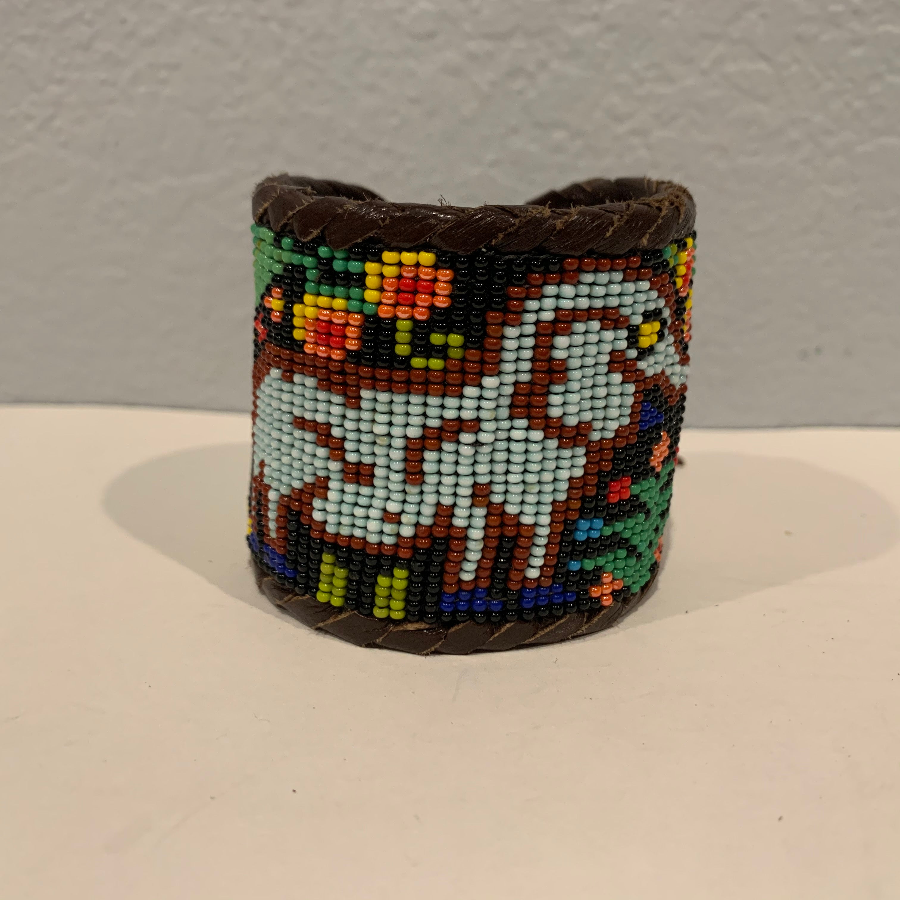 Beaded n leather bracelet 24