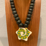 Necklace - Guatamala Jade w Enlayed shell 19