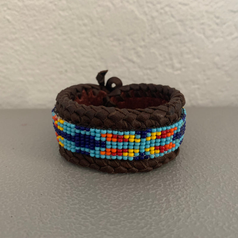 Beaded n leather bracelet 71