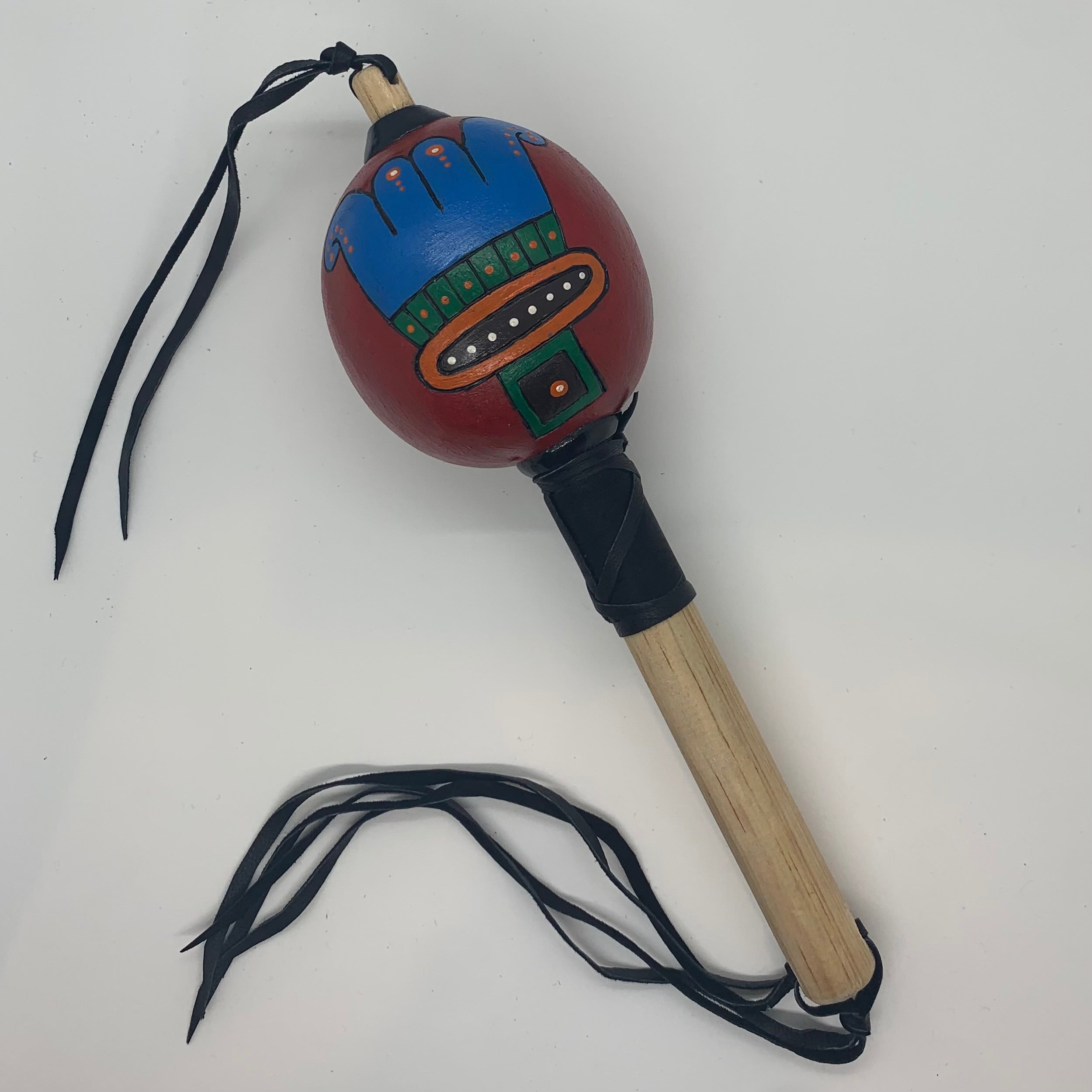 Aztec Dance Rattle painted 13 – Tochtli Cultural Wear