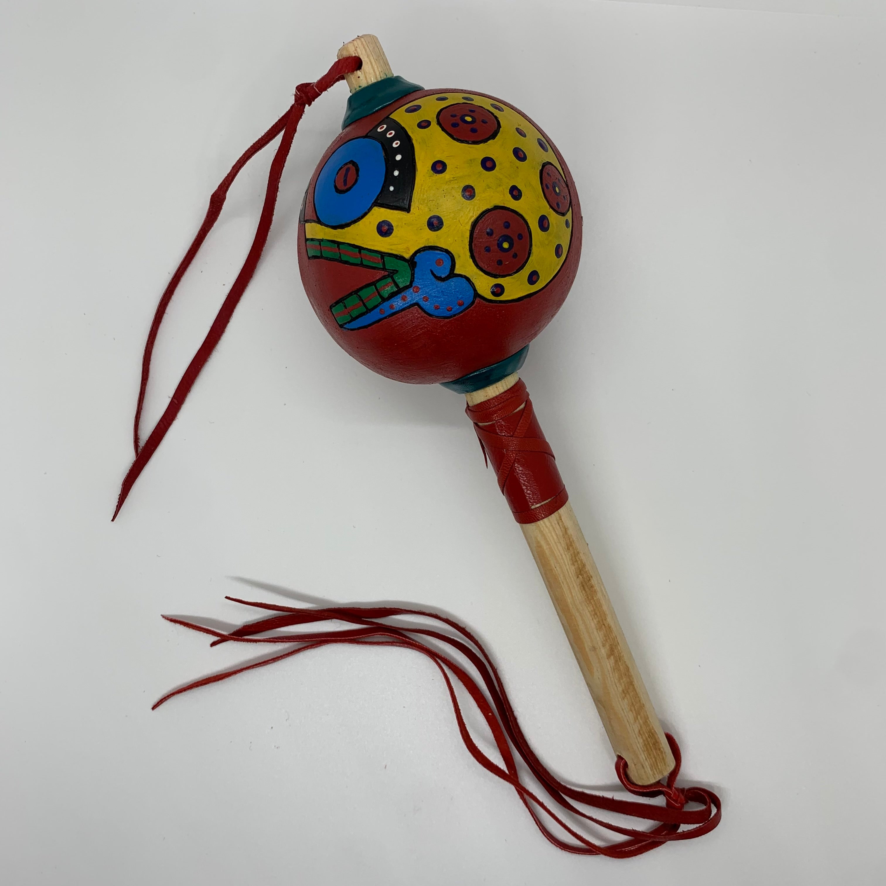 Aztec Dance Rattle painted 30 – Tochtli Cultural Wear