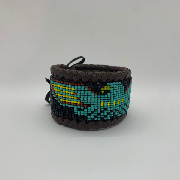 Beaded n leather bracelet 110